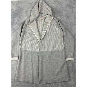 Lineamaglia Wool Blend‎ Open Cardigan Hooded Size Small Gray Made in Italy